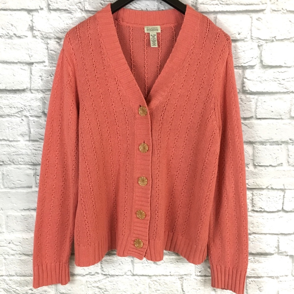 Classic Elements Chunky Knit Button Cardigan Sz Xl - image 1